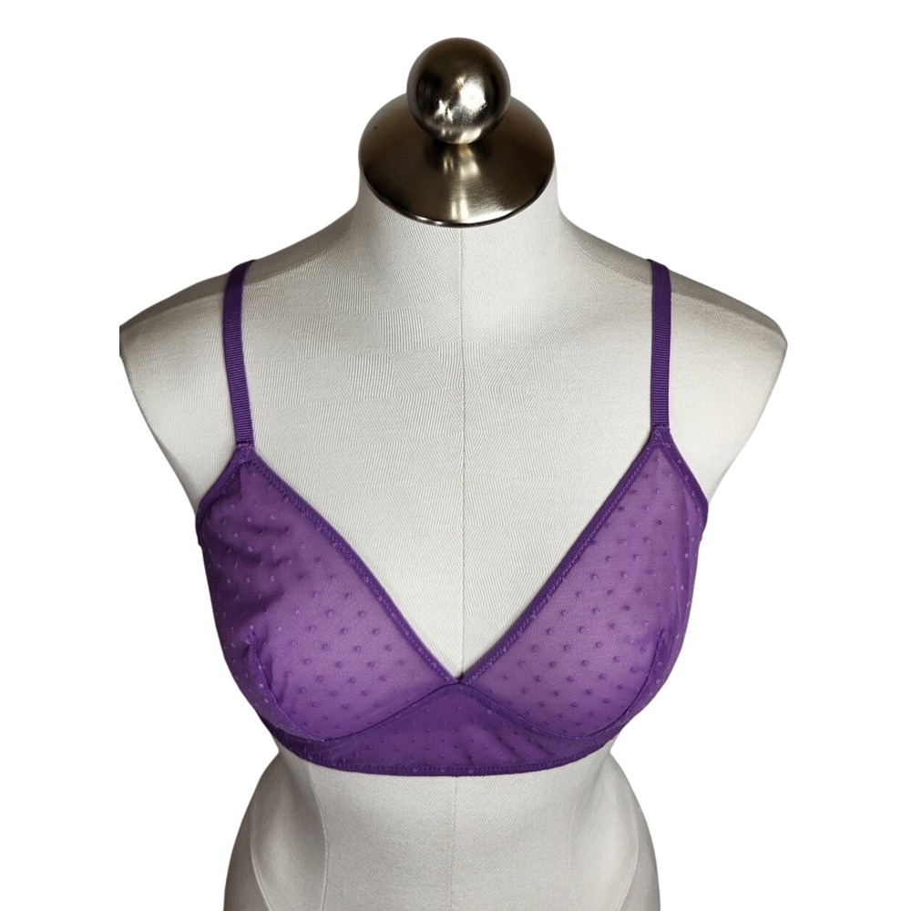 Madewell Swiss Dot Sheer Bralette Womens XL Light Grape Purple